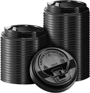10-24 Oz - 90mm Dome Latch Back Lids Black 
