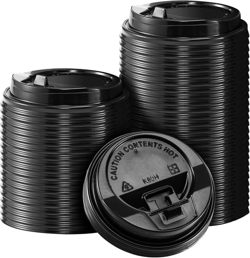 10-24 Oz - 90mm Dome Latch Back Lids Black 
