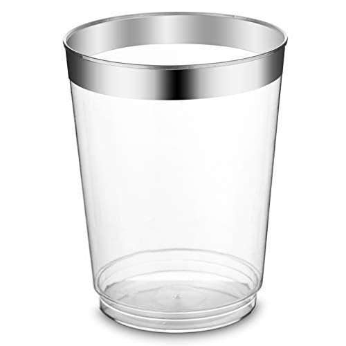 10 Oz Clear Plastic Cup With Silver Rim