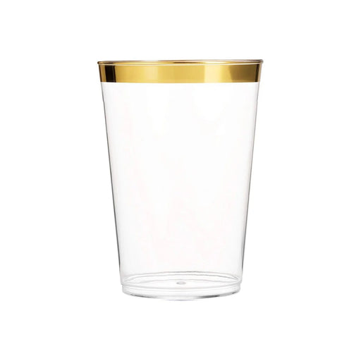 10 Oz Clear Plastic Cup With Gold Rim 