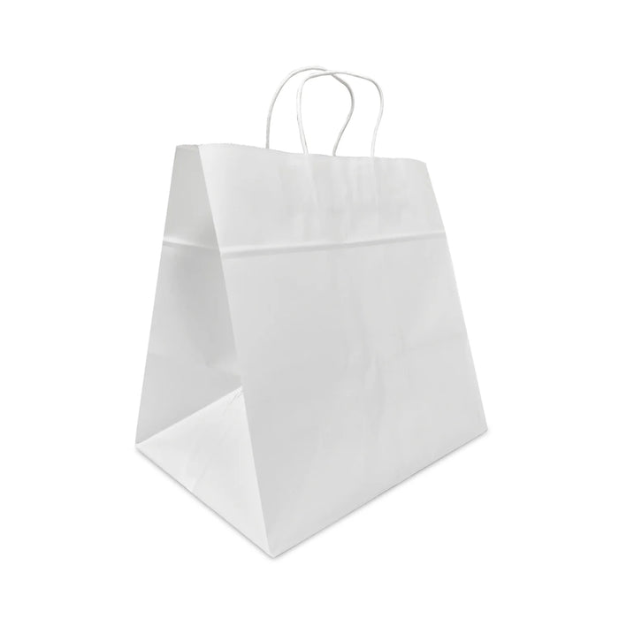 DURA - 10" x 5" x 13" White Paper Bag With Handle - 250/Case