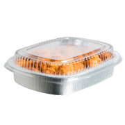 16 Oz Foil Container Silver Base With Clear Lids