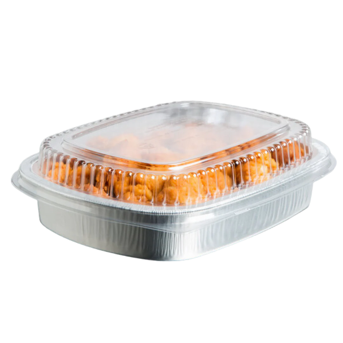 16 Oz Foil Container Silver Base With Clear Lids