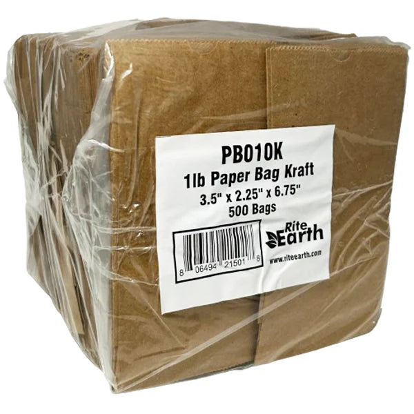 Bolsa de papel marrón Kraft n.º 1 de 3.5" x 2.25" x 6.75" - 2 x 500/caja