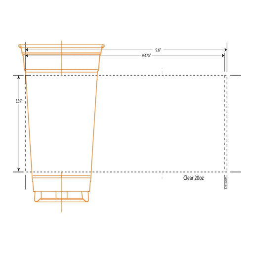 20 Oz Customizable Clear Cold Cups 98mm Rim - 600/Case