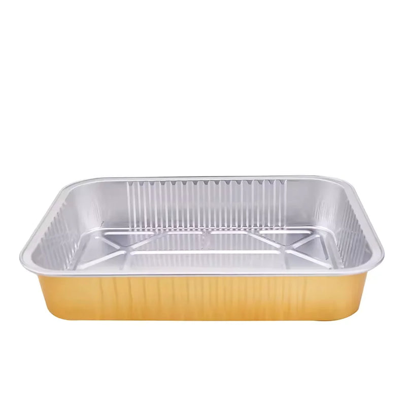 DURA - 32 Oz Foil Container Gold & Silver With Clear Flat Lids - 100/Case