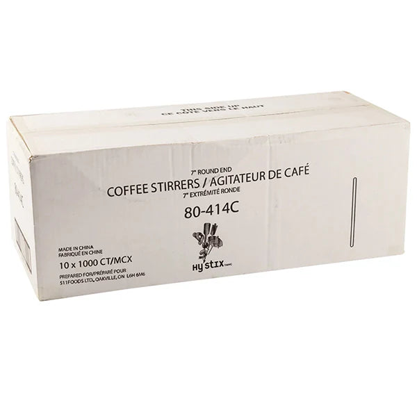 7 Inch Round Tip Wooden Coffee Stir Sticks 1000