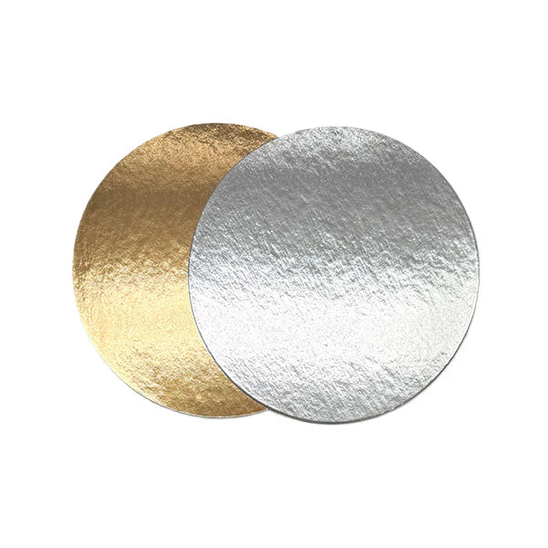 7" Round Gold & Silver Reversible Cake Sheets - 135/Case