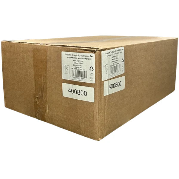 Piedra - Pajita para té de burbujas de 8" envuelta en papel de biopapel neón - 100/paquete