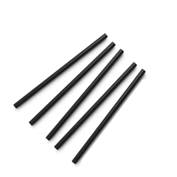 6" Cocktail Straws Black Unwrapped 022650 - 250/Pack