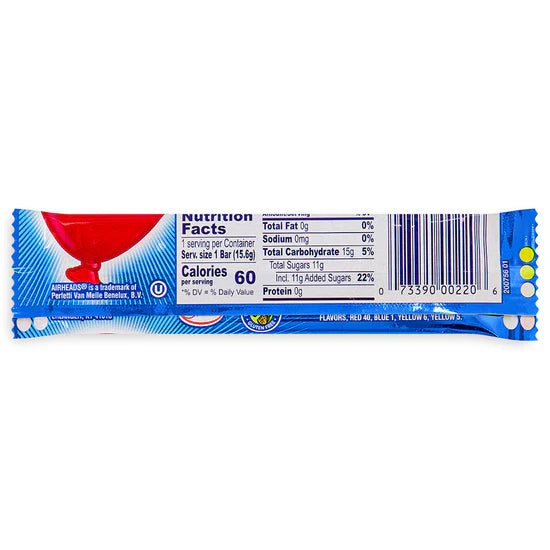Airheads - Blue Raspberry Candy Bars - 36 x 15.6g