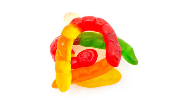 Albanese - Large Assorted Fruit Gummi Worms 4" Bulk - 4 x 5 Lbs