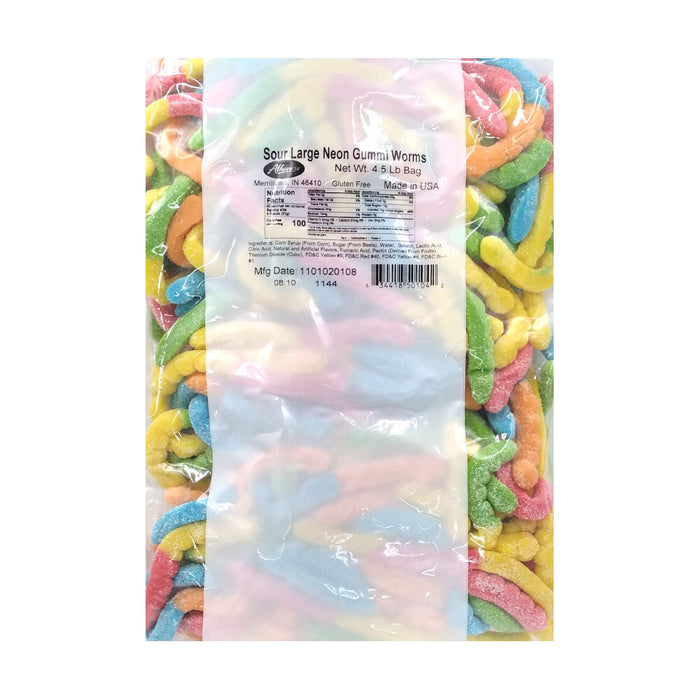 Albanese Sour large Neon Gummi Worms 4.5 Lbs