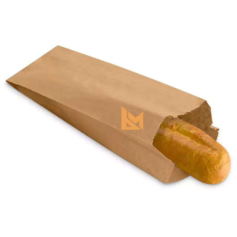 Bolsas para baguette marrones de 4" x 2" x 24" - 1000/caja
