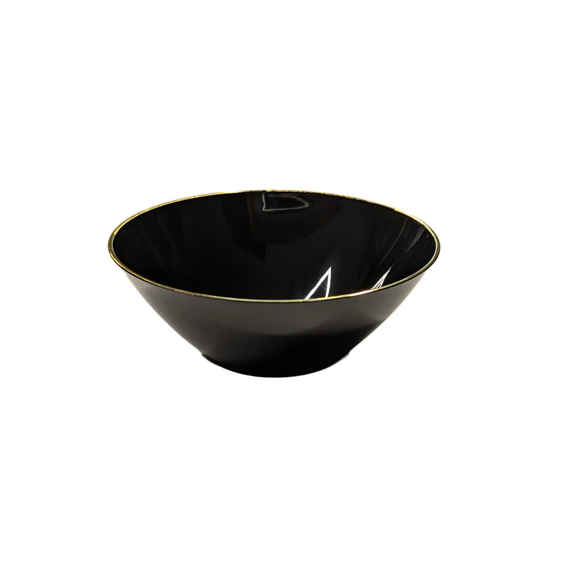 Black Plastic Bowls With Gold Rim 6 Oz - 10/Pack