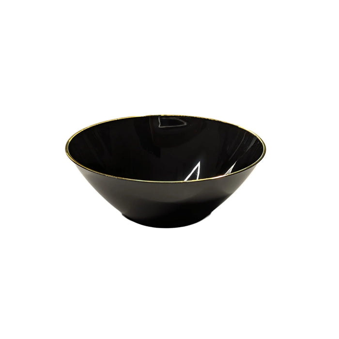 Black Plastic Bowls With Gold Rim 6 Oz - 120/Case