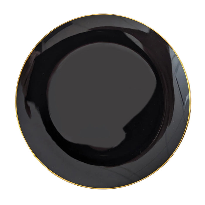 Black Plastic Plates With Gold Rim 7.5 inch