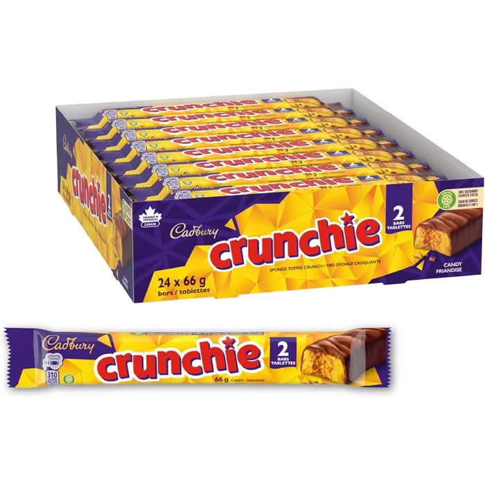 Cadbury - Crunchie King Size Chocolate Candy Bar - 24 x 66g