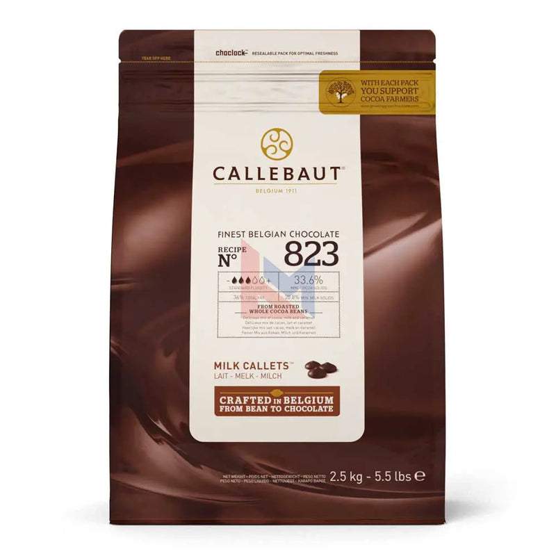 Callebaut - 823 Chocolate belga con leche de máxima calidad Callets 33,6% - 2,5 kg