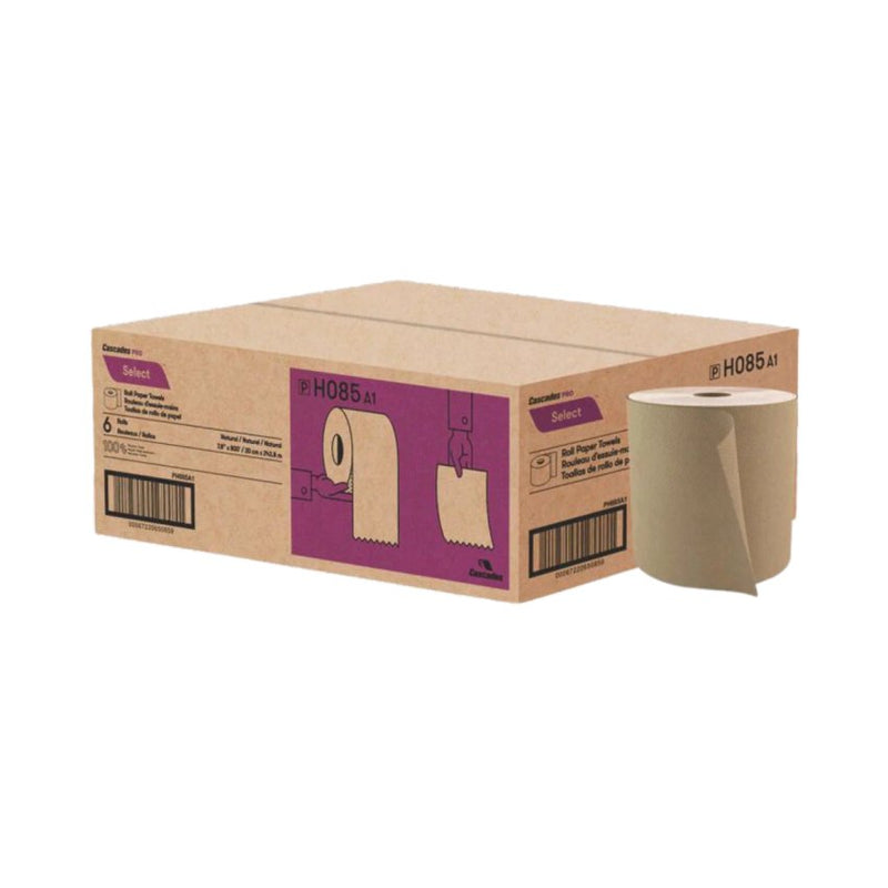 Cascades Pro H085 - Kraft Hand Paper Towel Roll 8" x 800' - 6 Rolls