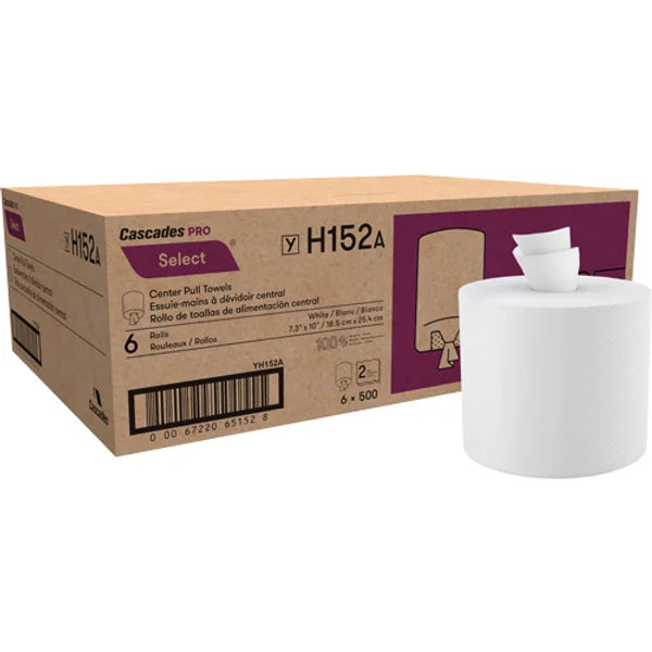 Cascades Pro H152 - 2 Ply Center Pull Paper Towel 500 Sheets - 6 Rolls
