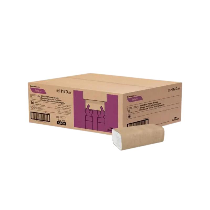 Cascades Pro H170 - Toalla de manos interdoblada blanca 22.86 cm x 24.00 cm - 4000 hojas