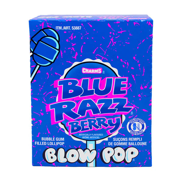 Charms - Blow Pop Blue Razz Berry Lollipops - 48 x 18g