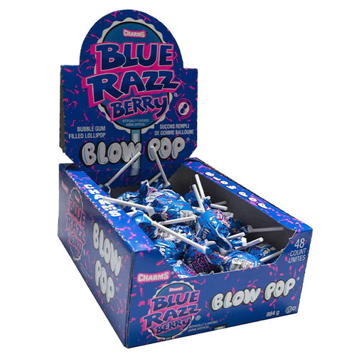 Charms - Blow Pop Blue Razz Berry Lollipops - 48 x 18g