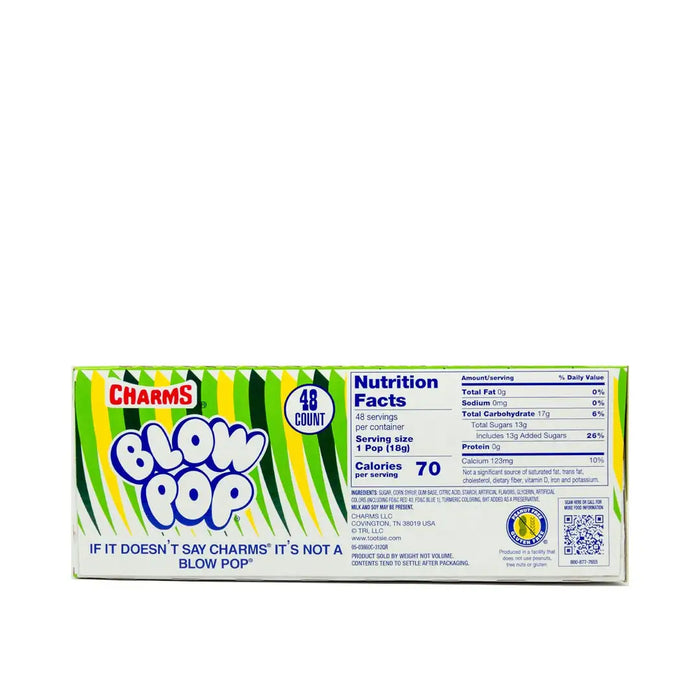 Charms - Blow Pop Sour Apple Lollipop - 48 x 18g