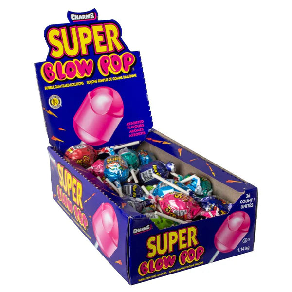 Charms - Super Blow Pop Bubble Gum Lollipops - 36 x 32g