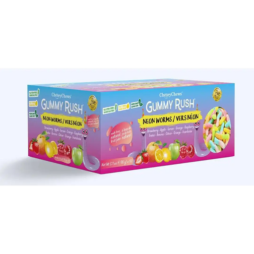 Cheery Chews - Gummy Rush Neon Worms Mixed - 12 x 90g