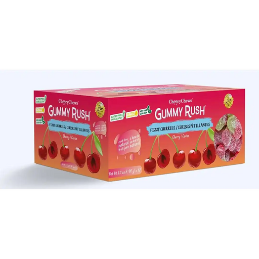 Cheery Chews - Gummy Rush Fizzy Cherries - 12 x 90g