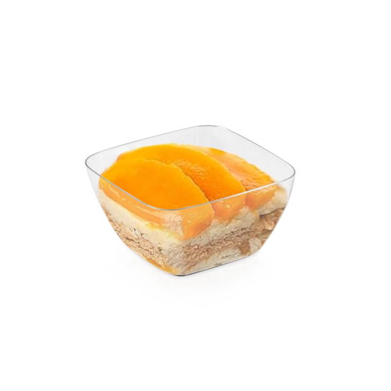 Mini cuencos cuadrados curvos de plástico transparente de 2 oz (paquete de 12)