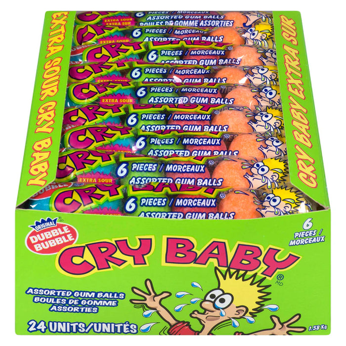 Dubble Bubble - Cry Baby Extra Sour Jumbo Gum Balls 6 Pcs - 24 Packs