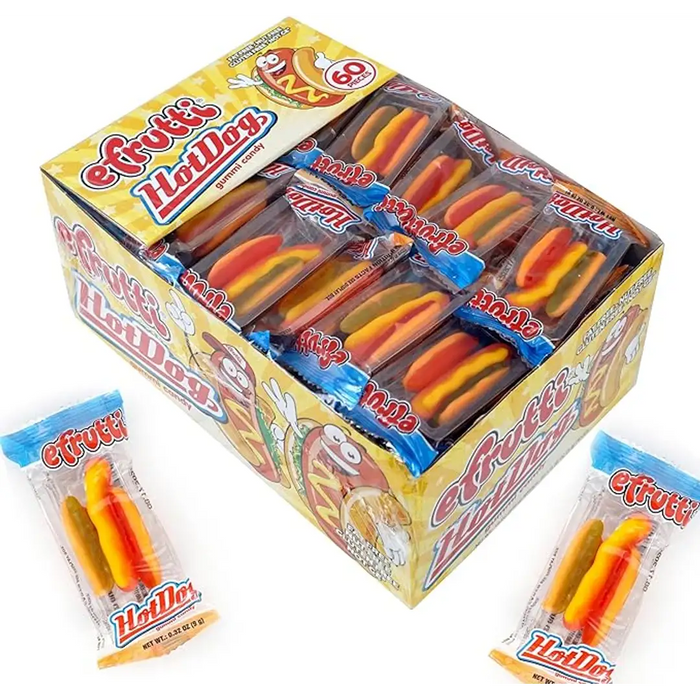 Efrutti - Hot Dog Gummy Candy Individually Wrapped 9g - 8 x 60 Count