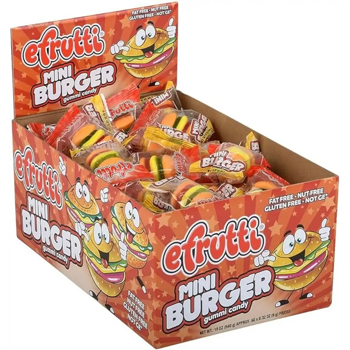 Efrutti - Mini Burger Gummy Candy Individually Wrapped 9g - 8 x 60 Count