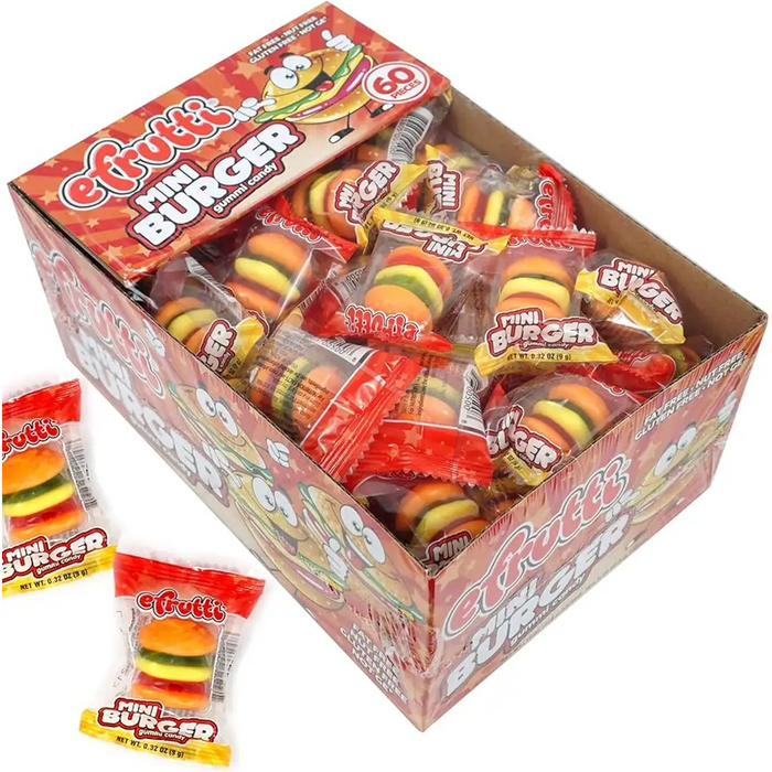 Efrutti - Mini Burger Gummy Candy Individually Wrapped 9g - 60 Count