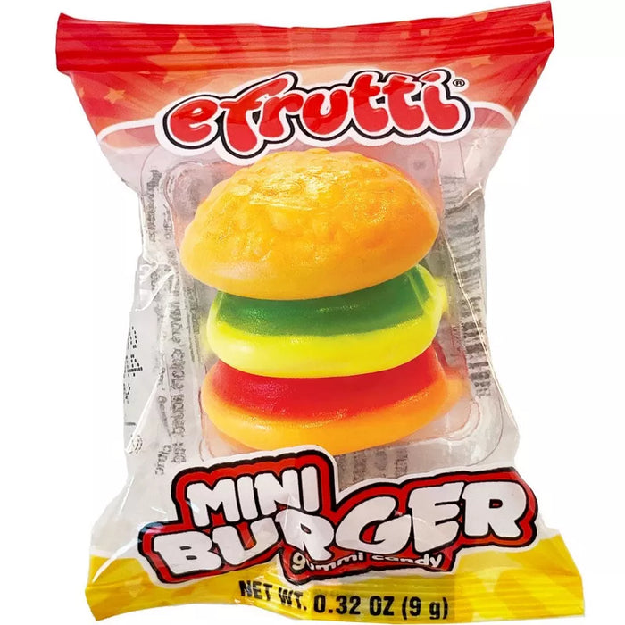 Efrutti - Mini Burger Gummy Candy Individually Wrapped 9g - 60 Count