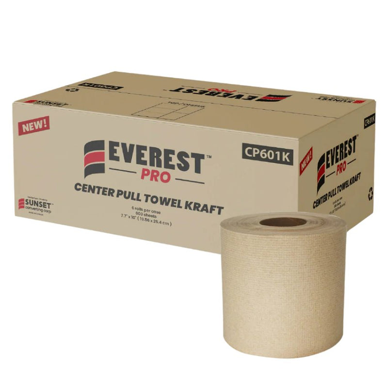 Everest Pro CP601K - Kraft Center Pull Paper Towel Roll 600 Sheets - 6 Rolls