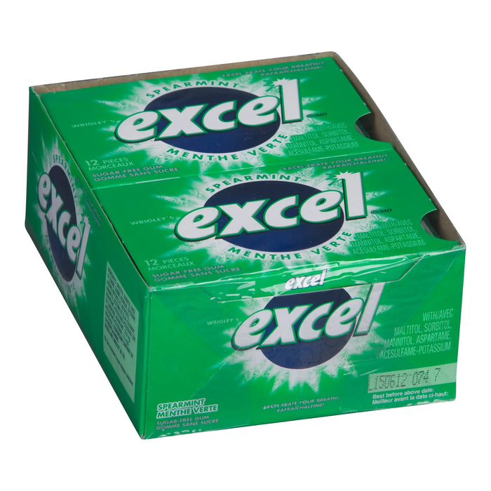 Excel - Spearmint Flavored Sugar Free Chewing Gum 12 Pcs - 12 Packs