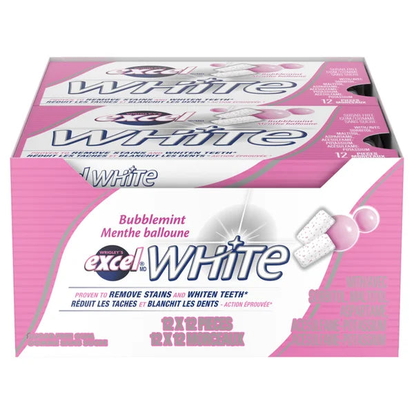 Excel - White Bubblemint Sugar Free Chewing Gum 12 Pcs - 12 Packs