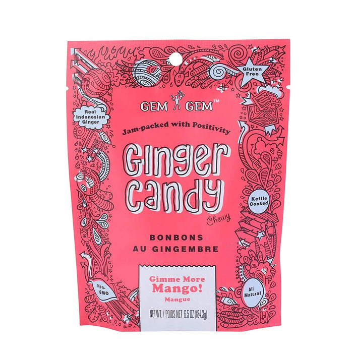 Gem Gem - Ginger Chews Candy Mango 100g Bag - Each