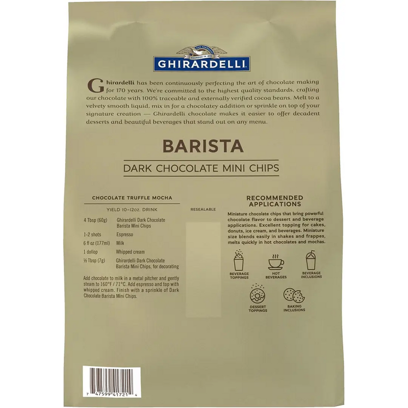 Ghirardelli - Dark Chocolate Barista Mini Chips 10,000 Count - 2 x 5 Lbs
