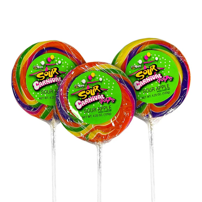 Giant Sour Apple Carnival Swirl Pops - 12 x 120g