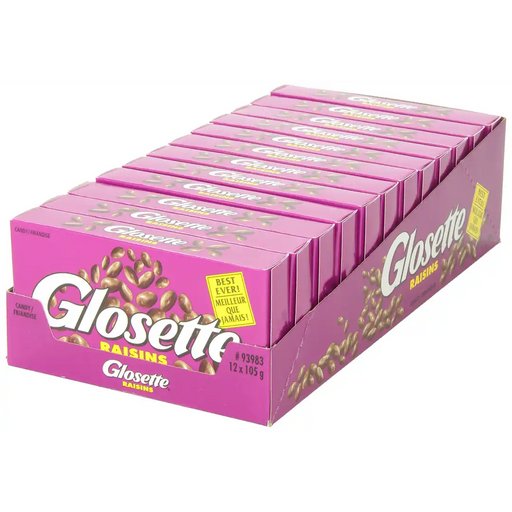 Glosette - Raisins, Chocolate Covered Candy Theatre Box - 12 x 105g