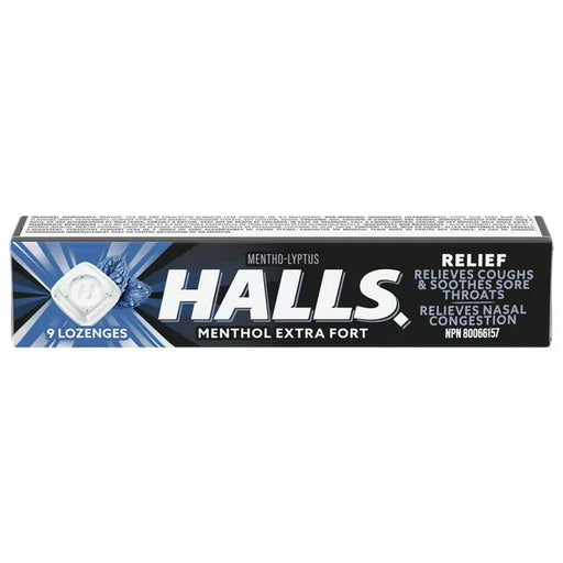 Halls - Extra Strong Menthol No Sugar Cough Drops 9 Lozenges - 20 Packs