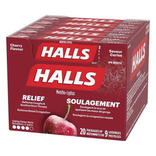 Halls Cherry Flavour Cough Drops 9 Lozenges