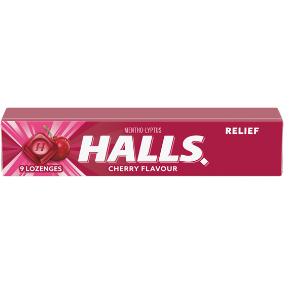 Halls Cherry Flavour Cough Drops 9 Lozenges