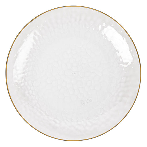 Hammered Clear Plastic Plate With Gold Rim 10 inch