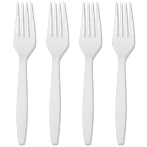 Heavy Duty Plastic Fork Unwrapped White 